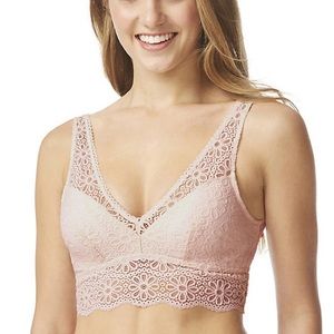 NWT So Kohls apricot floral lace slip on padded v neck bralette size XL